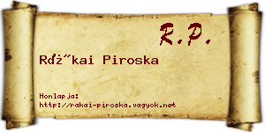 Rákai Piroska névjegykártya